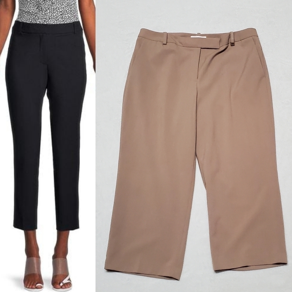 Calvin Klein Tan Stretchy Cropped Every Day Ponte Pants Wide Leg Capri Pant NWT